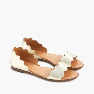 J. Crew • Leather Scalloped Peep Toe Flats • 7